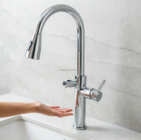 Robinet de cuisine et de salle de bain Shuaiziqi à capteur sans contact 2-en-1 avec affichage LED de la température, rotation à 360°, idéal pour hôtels et hôpitaux