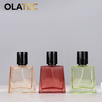 OLATEC Botella de Perfume de 30 ml al por Mayor, Botella de Perfume de Vidrio Cuadrada Vacía, Personalizada, Colorida, de Lujo, con Tapa Negra