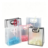 Sacs cadeaux transparents en PVC/PP imperméables avec poignée Flexiloop, imprimés sérigraphiés, pour mariages, fêtes prénuptiales, anniversaires