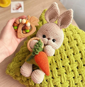 Venta al por mayor: Sonajero de conejo amigurumi, mordedor para bebé, león y conejo de ganchillo hecho a mano, zapatos de chupete, regalos para recién nacidos - Product Image 5