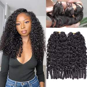 Extensions de <span class=keywords><strong>cheveux</strong></span> en crochet de qualité supérieure, design invisible, pré-bouclées, <span class=keywords><strong>cheveux</strong></span> humains birmans bouclés, plumes, pour femme - Product Image 1