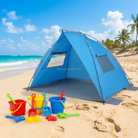 Carpa de Verano Azul con Protección UPF 50+, Impermeable, Resistente al Viento, Portátil, para 2 Personas, Ideal para Viajes Familiares a la Playa, Apertura Automática Rápida