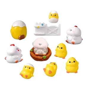 desk car dollhouse decorative diy 3d artificial chicken family resin charm