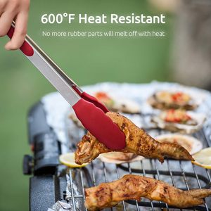 Kitchen Food <b>Tong</b> 7"/9" /12" BBQ Grill <b>Tongs</b> With <b>Silicone</b> <b>Tip</b> Food Grade Stainless Steel Food Locking <b>Tongs</b> for Cooking Baking - Product Image 3