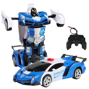Voiture jouet transformable pour enfants à une touche, rotation à 360 degrés, robot transformable automatique, modèle de voiture en plastique, alimentation par piles - Product Image 1