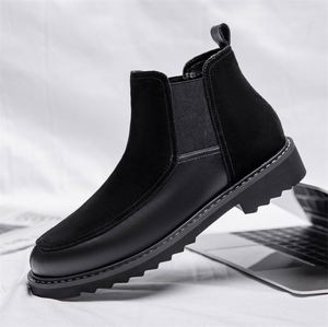 Bottes pour hommes en cuir véritable, bottes Chelsea chaudes à tige haute pour hommes - Product Image 1
