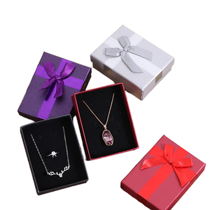 Luxury Square Paper Jewellery Box Custom Logo Printed Bow <b>Tie</b> Gift Packaging Box for Pendant Ring Bracelet - Product Image 1