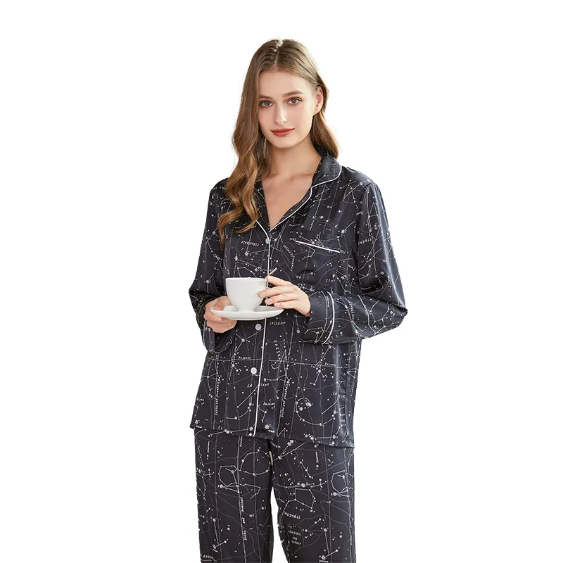 Sunhome Meisjes Slaapkleding Satijnen Pyjama Dames Thuis Lounge Kleding Nachtkleding Dames Print