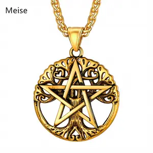 Yiwu Meise catena antico talismano amuleto ciondolo pentacolo magico per gli uomini donne in acciaio inox albero della vita collana
