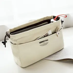 Individueller Stil Leinwand-Tote-Handtasche Organisator Tasche Einsatz mit Kompartimenten Baumwollgriff Makeup Organisatoren-Handtasche als Geschenk