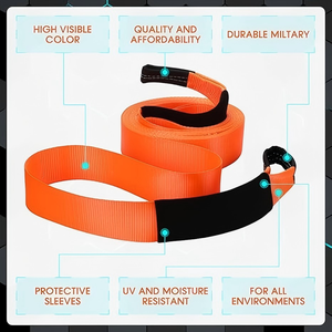 ヘビーデューティーポリエステル牽引ストラップ 80mm 3インチ 30フィート 12トン ポータブルリカバリーストラップ 緊急用牽引ウェビングストラップ - Product Image 3