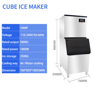 เครื่องทำน้ำแข็งความจุสูง 1000p ผลิตน้ำแข็งได้ 500 กก. พร้อมหน้าจอสัมผัส สำหรับเครื่องทำน้ำแข็งค็อกเทลวิสกี้ - Product Image 4
