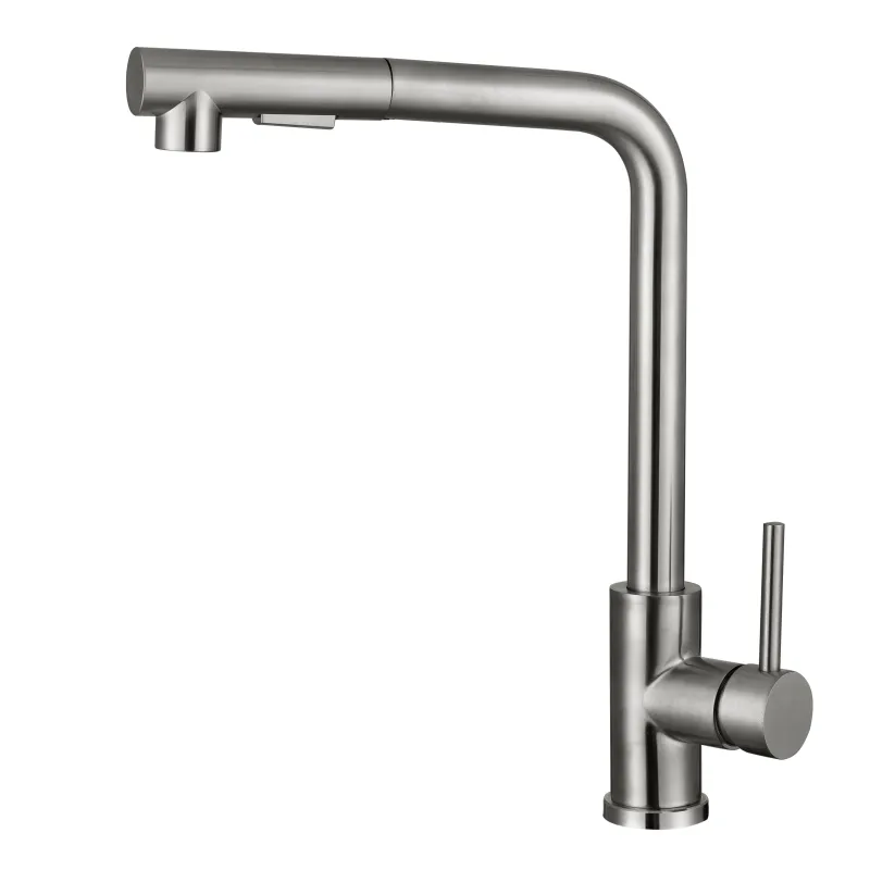 Pull down kitchen faucet with spray Stainless steel brushed nickel high arc draw out sprinkler Kitchen sink