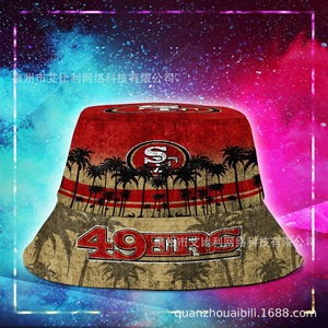 Custom 32 NFLteams San Francisco 49ers Bucket Hats Fisherman Hat with Name LOGO Summer Sun Hats Outdoor Unisex Adult Fisherman