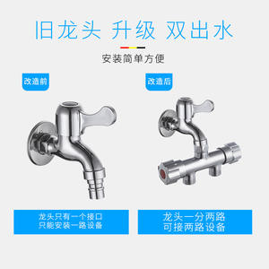 ตัวเปลี่ยนทิศทางน้ำก๊อกน้ำ 1 ต่อ 2 อะแดปเตอร์วาล์วน้ำ 4 ทาง สแตนเลส ติดตั้งง่าย สำหรับเครื่องซักผ้าและล้างรถ - Product Image 5