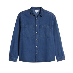 เสื้อเชิ้ตเดนิมแขนยาวแฟชั่นลำลองผู้ชายสไตล์ใหม่สำหรับฤดูใบไม้ร่วง คุณภาพสูง ผ้าฝ้าย 100% ระบายอากาศได้ดี สีพื้น - Product Image 6