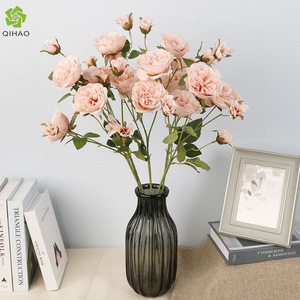QIHAO Artificial Roses 7 <b>Heads</b> Austin <b>Style</b> High Simulation Plastic Silk Flower For Wedding Home Decor Photography Props - Product Image 1