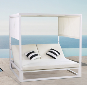Chaises longues modernes à <span class=keywords><strong>double</strong></span> dossier avec cadre en aluminium pour l'extérieur, idéales pour les espaces <span class=keywords><strong>de</strong></span> loisirs, les piscines, la plage, les cours et les parcs. - Product Image 4