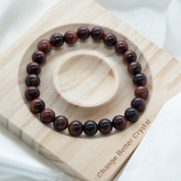 Bracelet en perles d'œil de tigre rouge naturel, 18.5cm, 8mm, pierre ronde polie, bijoux de poignet élastiques, fait à la main, cadeau d'anniversaire