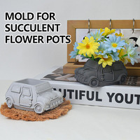 Moule en silicone en forme de voiture de bus 3D pour la coulée de résine, support créatif pour jardinière de voiture et boîte de rangement pour le bricolage.