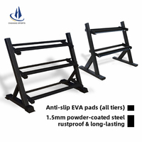 Support de Rangement Haut de Gamme pour Haltères Hexagonaux en Caoutchouc, 3 Niveaux, 15 Paires, pour Équipement de Fitness en Gros
