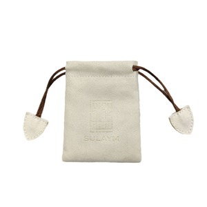 Sac en tissu à cordon en cuir microfibre avec pochette dorée, idéal pour le rangement de bijoux et accessoires de couture, et clip d'extrémité de cordon inclus - Product Image 4