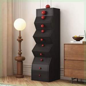 Cómoda de Madera Maciza de Estilo Retro Francés con Cinco Cajones, Gabinete de Almacenamiento de Estilo Vintage, Cómoda de Dormitorio de Forma Irregular - Product Image 3