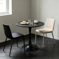 Table basse ronde moderne et minimaliste en bois noir grainé pour la maison et les restaurants – Petite table à manger en gros