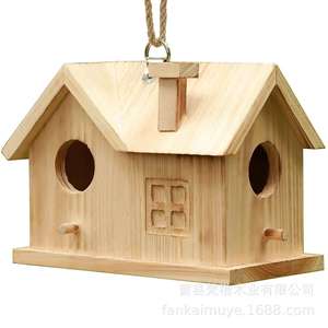 Nid d'oiseau en bois massif maison pour animaux de compagnie suspendu petit pendentif décoratif mangeoire pour l'élevage d'animaux de compagnie pour ferme cour <span class=keywords><strong>cabane</strong></span> à oiseaux - Product Image 2
