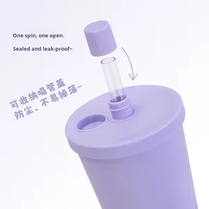 New 710ml Ceramic-coated Inner Liner Straw Cup Pearl Suction Portable Bouncy Telescopic Straw Insulated Cup 6-12 Hours Thermal - Product Image 4