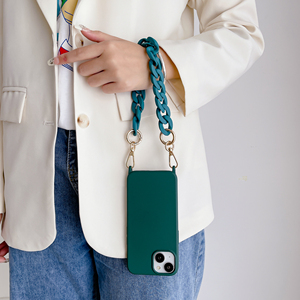 New trường hợp điện thoại di động Matte Acrylic dây đeo cho iPhone 13 14 15 16 Pro trường hợp điện thoại với Acrylic chuỗi handyband, dây đeo cổ tay chuỗi - Product Image 1