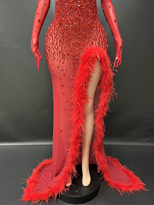 <span class=keywords><strong>Abito</strong></span> <span class=keywords><strong>Rosso</strong></span> per Festa di Compleanno, Set di Abbigliamento di Lusso, Vestaglia Invernale Fucsia per Donne, Elegante <span class=keywords><strong>Abito</strong></span> da Sera con <span class=keywords><strong>Spacco</strong></span> - Product Image 6
