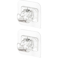 Support mural réglable sans perçage en PVC pour tringle à rideau, fixation carrée, support de rangement pour salle de bain, crochets à clipser pour outils