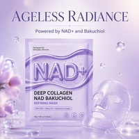 Masque facial en feuille hydratant anti-rides OEM pour peau de verre, avec NAD+, Bakuchiol, Collagène et Peptides, en hydrogel