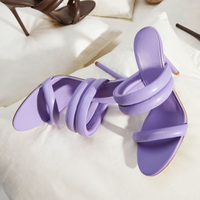 Sandales écologiques pour femmes, talons hauts, coulissants, avec tige souple, chaussures d'été, nouvelle collection 2020