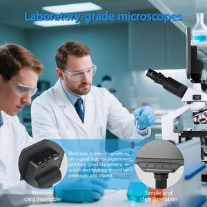 Microscopio Composto Trinoculare ad Alta Potenza 40X-5000X Ingrandimento, Schermo HD da <span class=keywords><strong>7</strong></span> Pollici con Supporto per Display Esterno, Base Meccanica a Doppio Stadio - Product Image 6