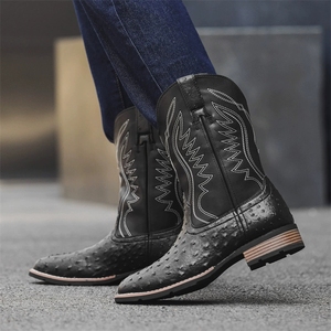 Commercio all'ingrosso <span class=keywords><strong>stivali</strong></span> da <span class=keywords><strong>uomo</strong></span> con stampa pelle animale da <span class=keywords><strong>uomo</strong></span> in pelle di cuoio pul ricamato da <span class=keywords><strong>uomo</strong></span> stivaletti da Cowboy - Product Image 4