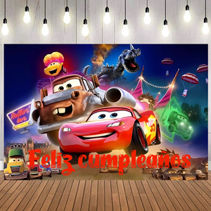 Fond de fond de thème de voiture de course imprimé de taille personnalisée pour les décorations de fête d'<span class=keywords><strong>anniversaire</strong></span> des garçons - Product Image 3