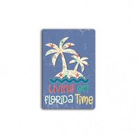 Décoration Murale Vintage en Fer Forgé « Living an Florida Time » – Plaque Décorative pour Café, Bar, Pub, Maison, Bière, Artisanat