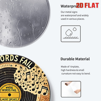 Juego de Letreros Metálicos con Temática Musical, Decoración de Pared Retro con Guitarra y Disco de Vinilo para Cuarto de Hombre o Bar