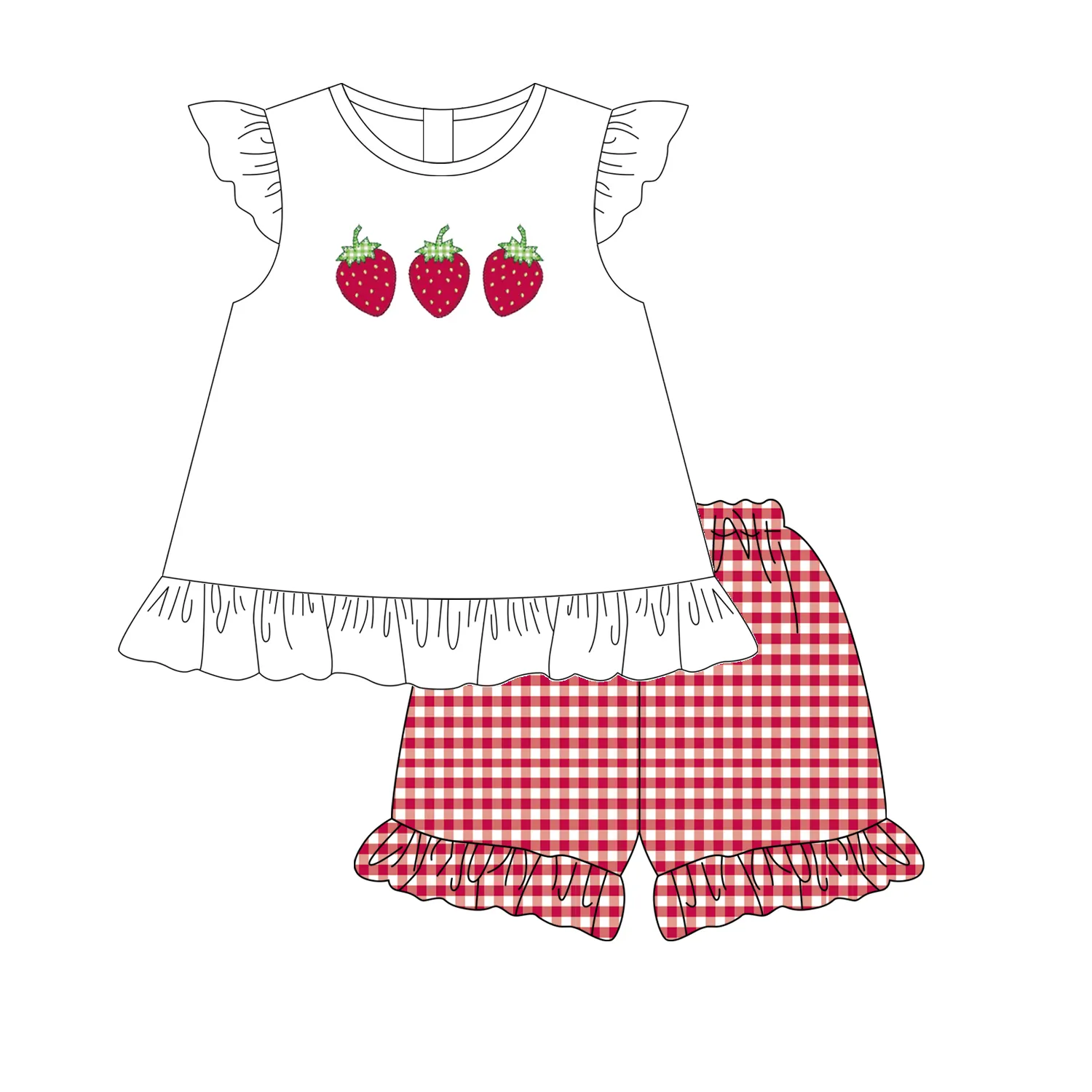 Boyis New design holiday baby boutique outfit children girls clothes 100% cotton clothing sets
