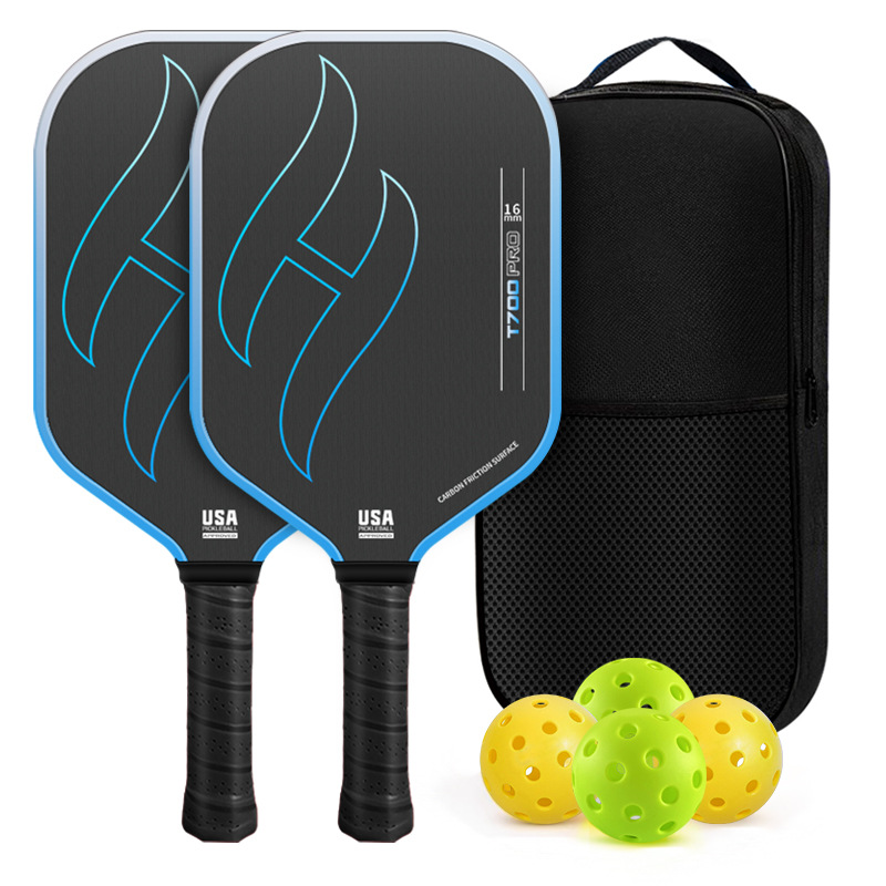 Fibra de carbono T700, degradado azul - 2 raquetas - 4 pelotas - 1 bolsa
