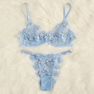 Wholesale Blue Girl Sexy Cotton, Lace, Seamless, Shaping 