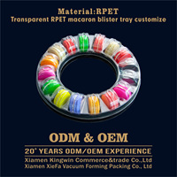 Vente en gros 16 trous RPET macaron en plastique transparent Blister plateau écologique Macaron Cookie à clapet affichage boîtes d'emballage alimentaire