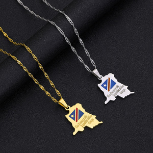 Collar con Colgante <span class=keywords><strong>de</strong></span> <span class=keywords><strong>Mapa</strong></span> <span class=keywords><strong>de</strong></span> <span class=keywords><strong>la</strong></span> <span class=keywords><strong>República</strong></span> Democrática <span class=keywords><strong>del</strong></span> <span class=keywords><strong>Congo</strong></span>, Joyería Étnica Congoleña <span class=keywords><strong>de</strong></span> Acero Inoxidable para Hombre y Mujer, Regalo Nuevo - Product Image 5