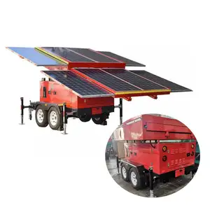 Mobile Hybrid Diesel Solar Power Supply Station Generator with 38400WH Battery