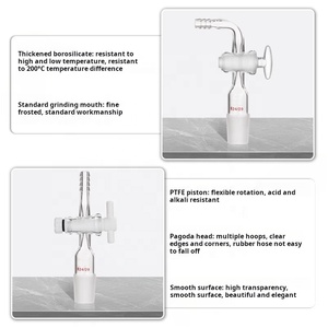 Laboratuvar vakum Boro <span class=keywords><strong>3.3</strong></span> cam vakum adaptörü üç yollu T şekil akış kontrol adaptörü ile cam ve PTFE Stopcock - Product Image 5