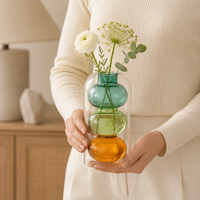 Vase en verre coloré moderne, décoration esthétique pour la maison, salon, table à manger, accessoires de décoration de bureau, vase hydroponique