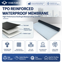 Membrana de Techo TPO Tipo P Reforzada con Poliéster, Resistente a la Intemperie y a las Perforaciones, para Estructuras de Acero y Proyectos de Renovación de Edificios