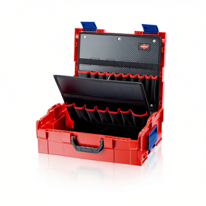 Boîte à outils KNIPEX L-BOXX en plastique rouge avec compartiments organisateurs pour le rangement et le transport - Product Image 1